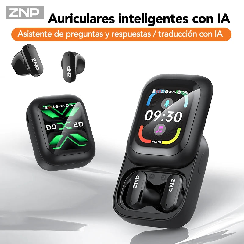 ZNP N04 TWS Wireless Earbuds With Touch Screen Bluetooth AI Translation Headphones Comfort Fit Noise Reduction Earphones