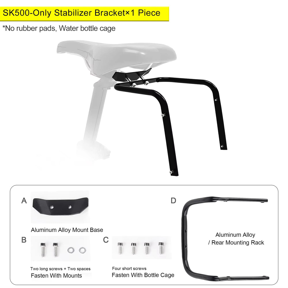 Bike Saddle Extension Mount Stable Aluminum Alloy Saddle Bag Stabilizer Multifunctional Water Bottle Bracket Bike Accessories