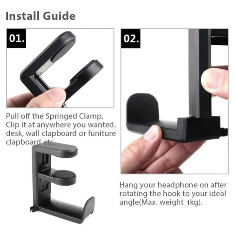 No Punch Table Clip Hook Headphone Holder 360 Degree Rotating Headphone Holder Miscellaneous Storage Hanging Hot Selling
