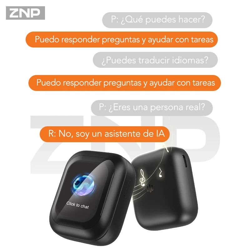ZNP N04 TWS Wireless Earbuds With Touch Screen Bluetooth AI Translation Headphones Comfort Fit Noise Reduction Earphones