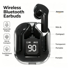 Transparent TWS Bluetooth Earphones Soft Silicone In-ear Design Wireless Sports Gaming Earbuds HiFi Stereo Audio LED Display