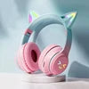 Factory Price Cat Ear Sports Headphones Active Noise Cancelling Wired Mic Gaming Over-Ear TF Card Support Stereo Bass