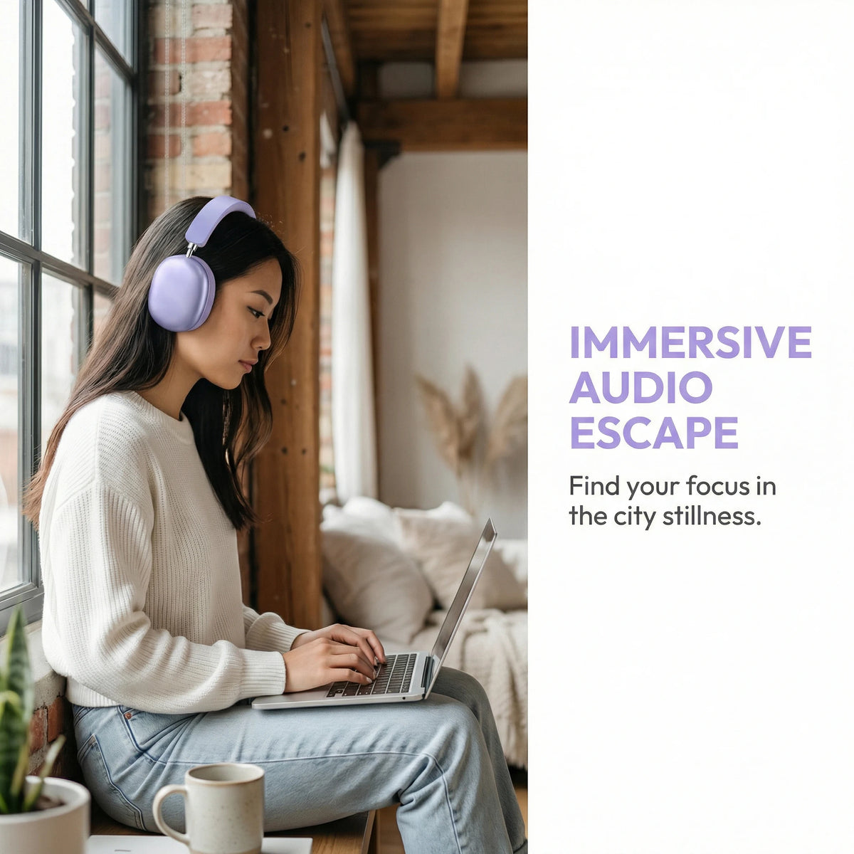 GENAI Headband-style IPX3 Waterproof Wireless Gaming Headphones Active Noise Cancellation (ANC) for V5.3 Type-C Charging