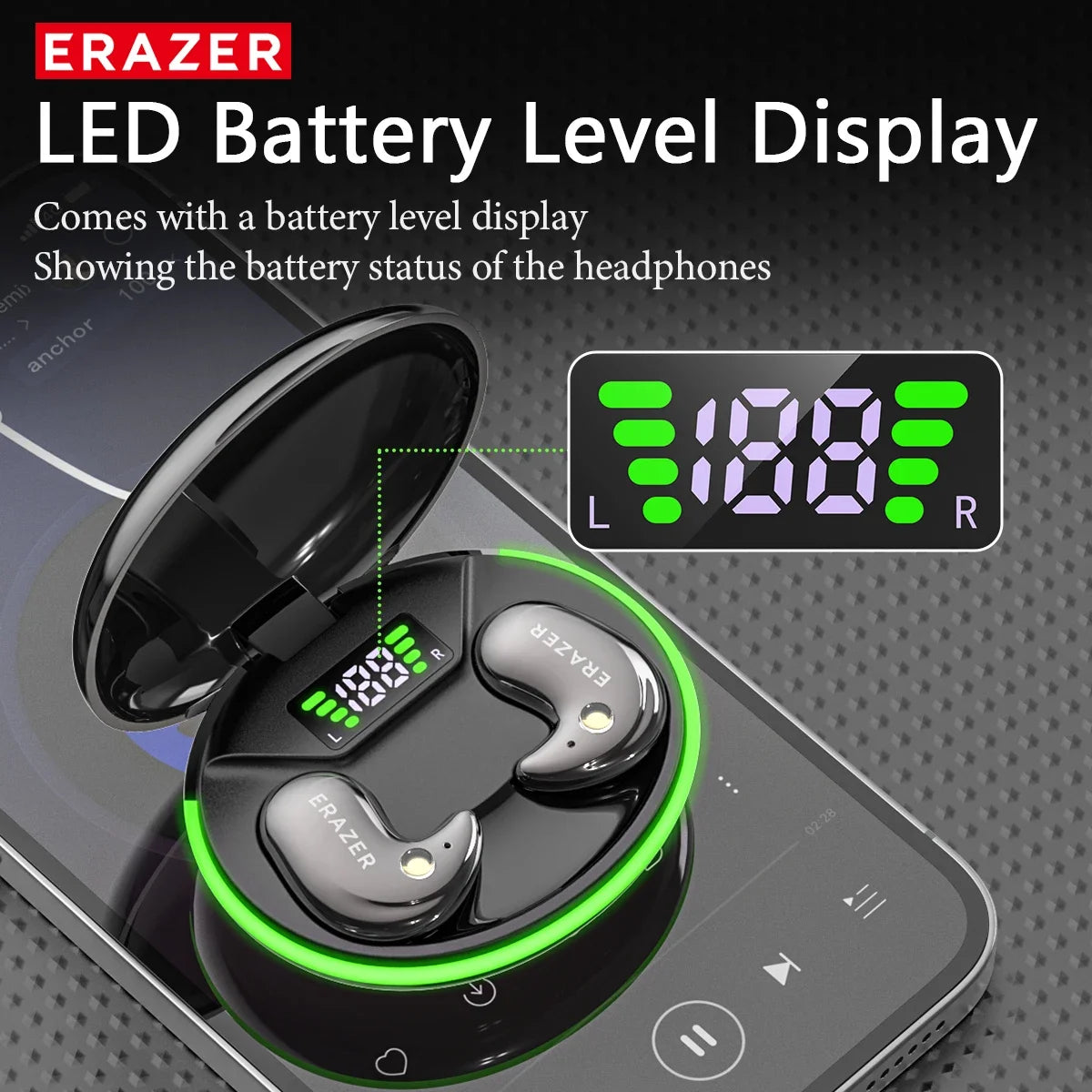 EARZER XF58 In-Ear Bluetooth Headphones With Microphone Translator Earphones TWS Sport Wireless Earbuds Comfort Ultra-thin MP3