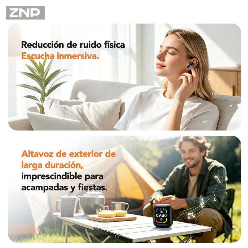 ZNP N04 TWS Wireless Earbuds With Touch Screen Bluetooth AI Translation Headphones Comfort Fit Noise Reduction Earphones