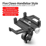 ROCKBROS Bike Phone Holder Aluminum Alloy Bike Stand Adjustable 360 Rotation Bicycle Phone Mount Motorcycle Bike Accessories