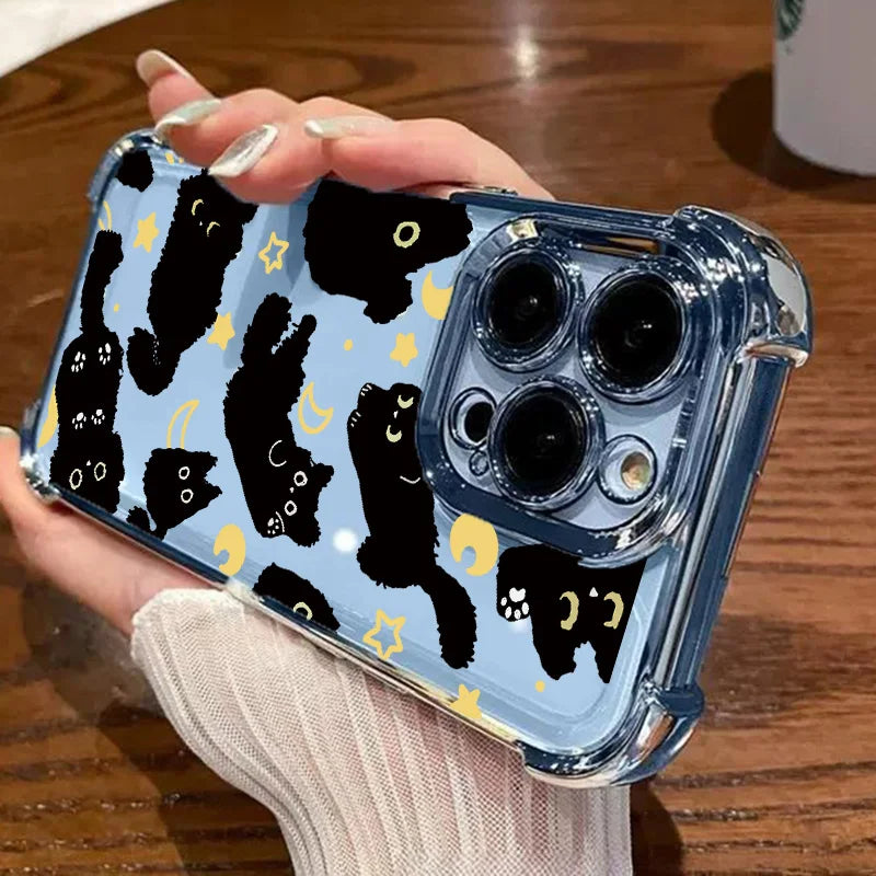 Casing For OPPO Reno 15 14 13 12 Pro 5G 6 7 8 10 Pro 14F 13F 12F 11F 7Z 8Z 8T Lovely Couple Cartoon Black Cat Plating Phone Case