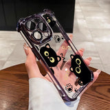 Casing For OPPO Reno 15 14 13 12 Pro 5G 6 7 8 10 Pro 14F 13F 12F 11F 7Z 8Z 8T Lovely Couple Cartoon Black Cat Plating Phone Case
