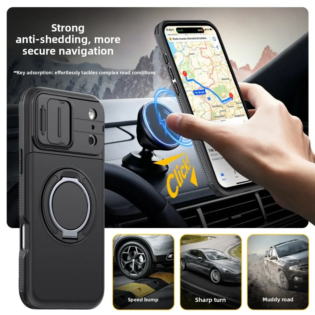 Luxury PC+TPU Armor Shockproof Phone Case for iPhone 18 17 13 Pro Max 14 15 16 Plus Magnetic Ring Bracket Cadr Slot Wallet Cover