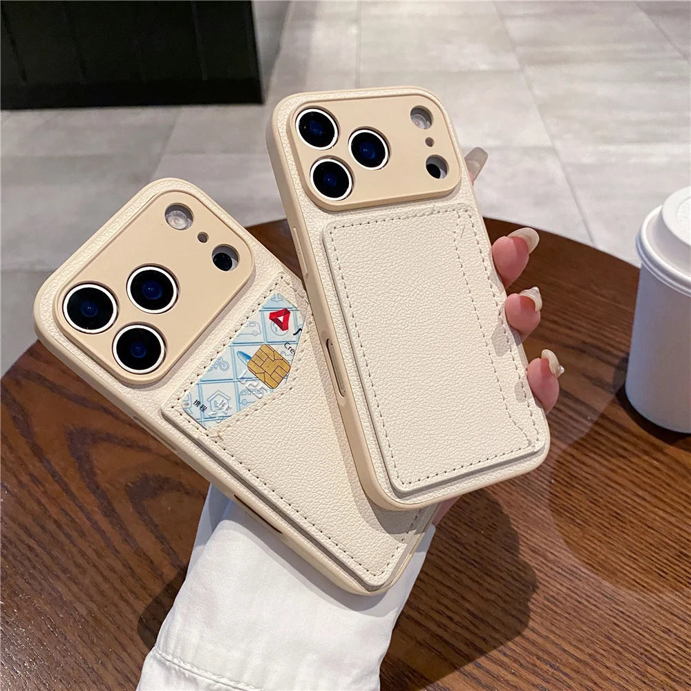 luxury Multi functional Leather Card Holder Wallet Case For iPhone 11 12 13 14 15 16 17 18 Pro Max 8 Plus Lens Protection Cover