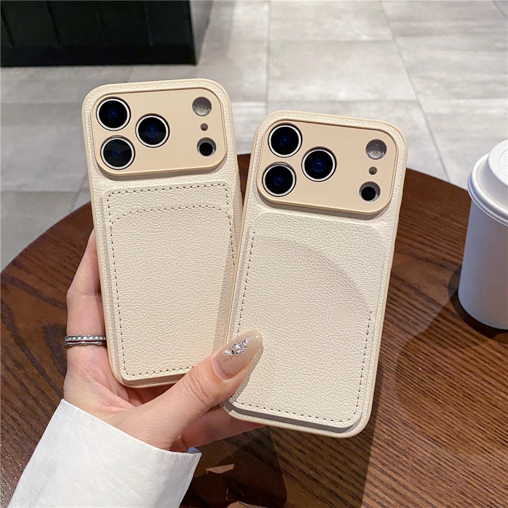 luxury Multi functional Leather Card Holder Wallet Case For iPhone 11 12 13 14 15 16 17 18 Pro Max 8 Plus Lens Protection Cover
