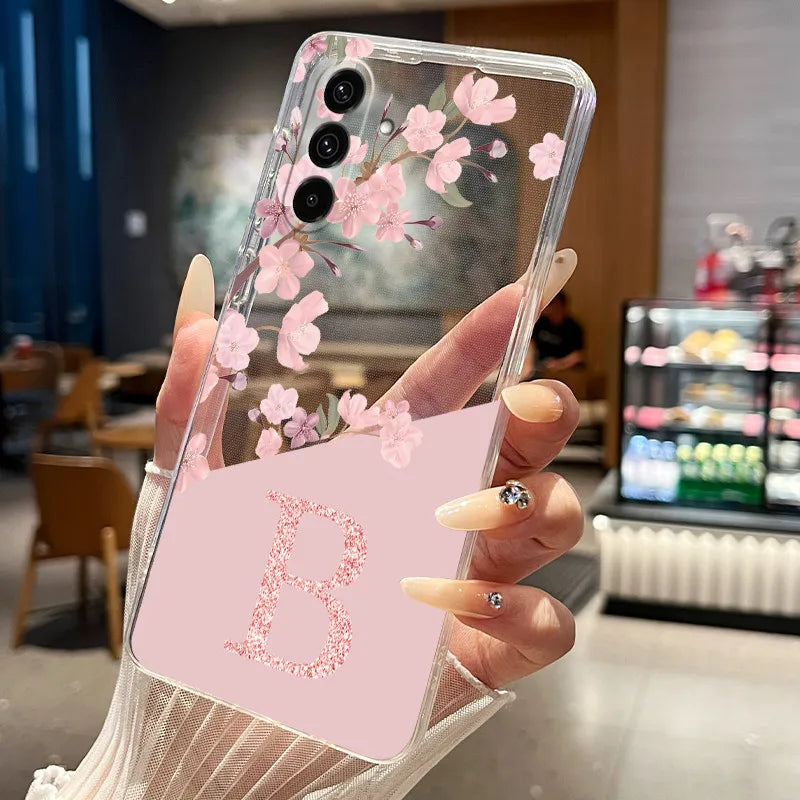 Phone Case For Samsung Galaxy A27 A37 A57 5G Case Pretty Flower Letters Casing Transparent Soft Slim Silicone Back Cover Bumper