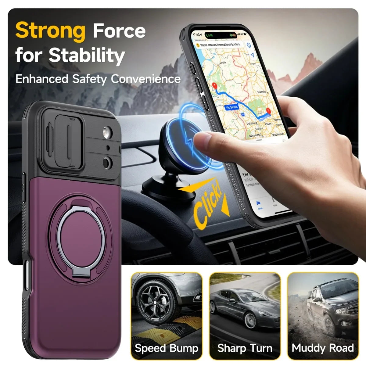 Luxury PC+TPU Armor Shockproof Phone Case for iPhone 18 17 13 Pro Max 14 15 16 Plus Magnetic Ring Bracket Cadr Slot Wallet Cover