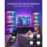 67 5-Tier Display Case for Retail Use, Tempered Glass Shelves, Black Frame, RGB Lighting with Adjustable Color Modes