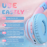 Cat Headset Wireless Over-Ear Headphones with for 5.3 IPX-3 Waterproof 30ms Low Delay for Gaming