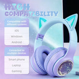 Cat Headset Wireless Over-Ear Headphones with for 5.3 IPX-3 Waterproof 30ms Low Delay for Gaming