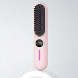 S01 Rechargeable Waterproof Mini Portable Electric Hair Straightening Brush Comb Flat Iron Stainless Steel Teeth Hair Styling