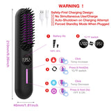S01 Rechargeable Waterproof Mini Portable Electric Hair Straightening Brush Comb Flat Iron Stainless Steel Teeth Hair Styling