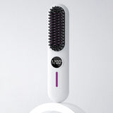 S01 Rechargeable Waterproof Mini Portable Electric Hair Straightening Brush Comb Flat Iron Stainless Steel Teeth Hair Styling