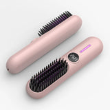 S01 Rechargeable Waterproof Mini Portable Electric Hair Straightening Brush Comb Flat Iron Stainless Steel Teeth Hair Styling