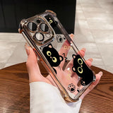 Casing For OPPO Reno 15 14 13 12 Pro 5G 6 7 8 10 Pro 14F 13F 12F 11F 7Z 8Z 8T Lovely Couple Cartoon Black Cat Plating Phone Case