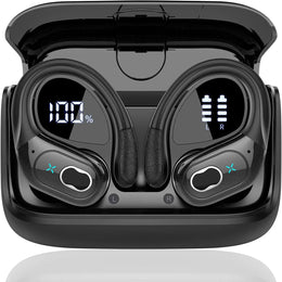Wireless Earbuds 5.4 Bluetooth Headphones Sports Ear Buds with Earhooks 75H Playtime Wireless Headphones for Workout Waterproof