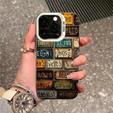 A Vintage Car License Plate Design Silver INS Phone Case for iPhone 18 17 16 Pro Max 15 14 13 12 11 XS XR 7 8 Plus 16e Air Cover