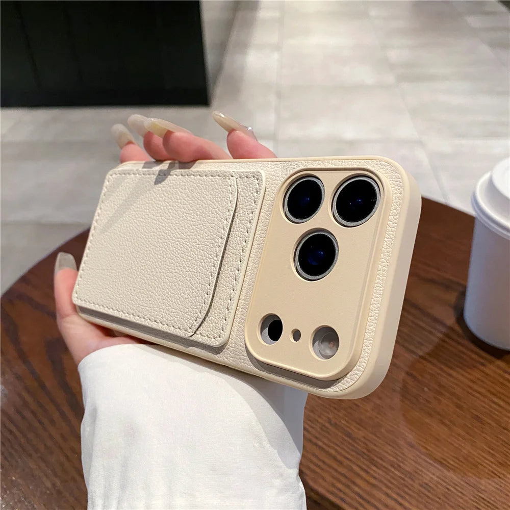 luxury Multi functional Leather Card Holder Wallet Case For iPhone 11 12 13 14 15 16 17 18 Pro Max 8 Plus Lens Protection Cover