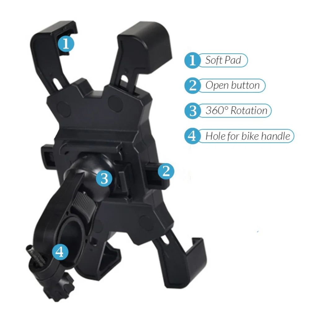 Bicycle Phone Holder Motorcycle Mount 360 Rotation Universal Handlebar Auto Lock Shockproof Cycling Accessories GPS Navigation