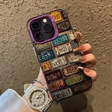 A Vintage Car License Plate Design Silver INS Phone Case for iPhone 18 17 16 Pro Max 15 14 13 12 11 XS XR 7 8 Plus 16e Air Cover