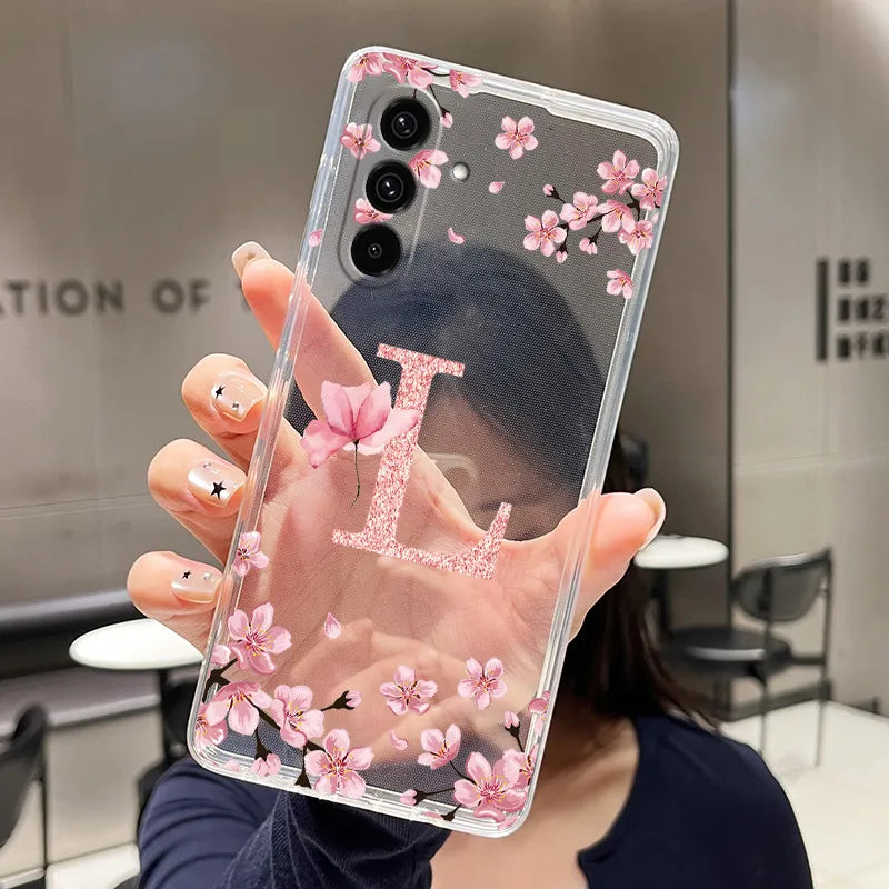 Phone Case For Samsung Galaxy A27 A37 A57 5G Case Pretty Flower Letters Casing Transparent Soft Slim Silicone Back Cover Bumper