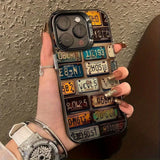 A Vintage Car License Plate Design Silver INS Phone Case for iPhone 18 17 16 Pro Max 15 14 13 12 11 XS XR 7 8 Plus 16e Air Cover