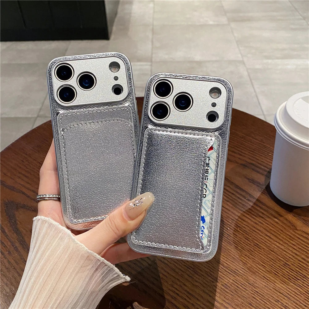 luxury Multi functional Leather Card Holder Wallet Case For iPhone 11 12 13 14 15 16 17 18 Pro Max 8 Plus Lens Protection Cover
