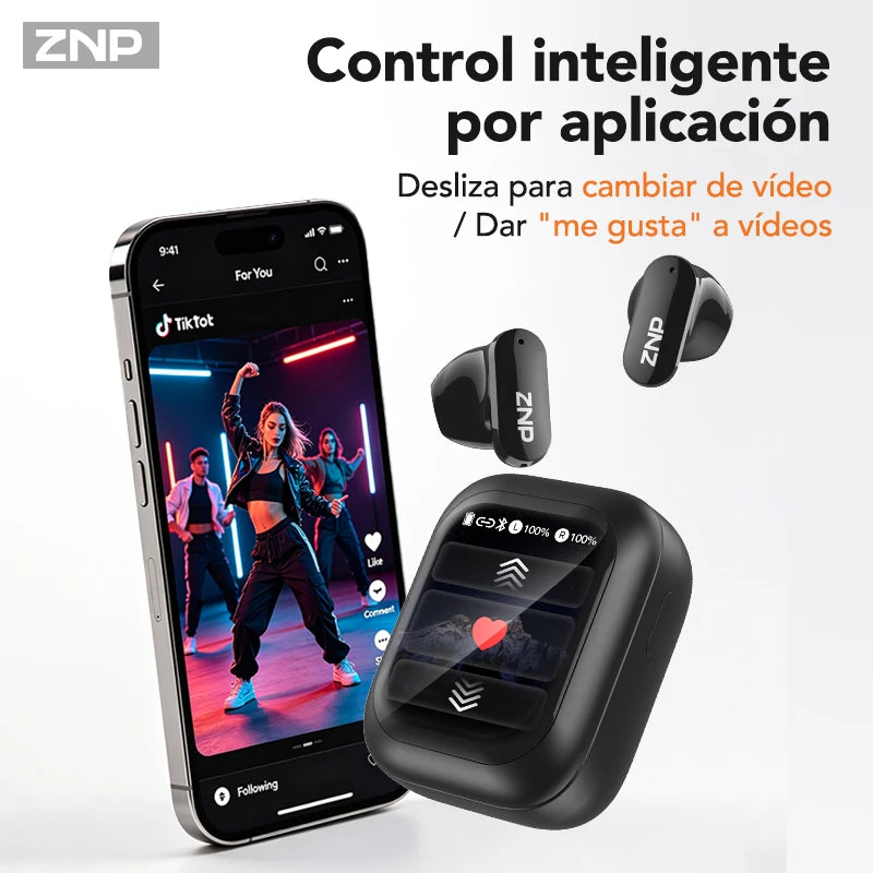 ZNP N04 TWS Wireless Earbuds With Touch Screen Bluetooth AI Translation Headphones Comfort Fit Noise Reduction Earphones
