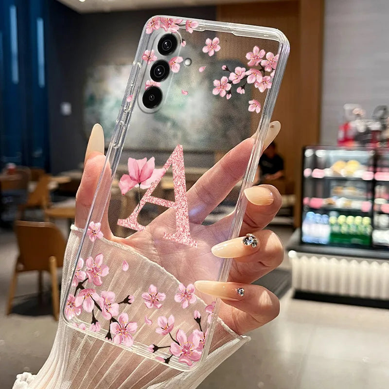 Phone Case For Samsung Galaxy A27 A37 A57 5G Case Pretty Flower Letters Casing Transparent Soft Slim Silicone Back Cover Bumper