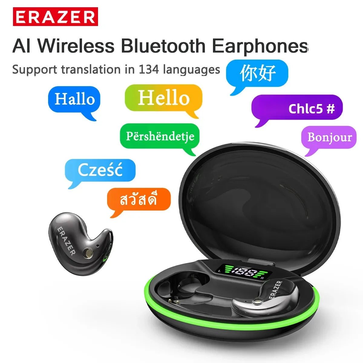 EARZER XF58 In-Ear Bluetooth Headphones With Microphone Translator Earphones TWS Sport Wireless Earbuds Comfort Ultra-thin MP3