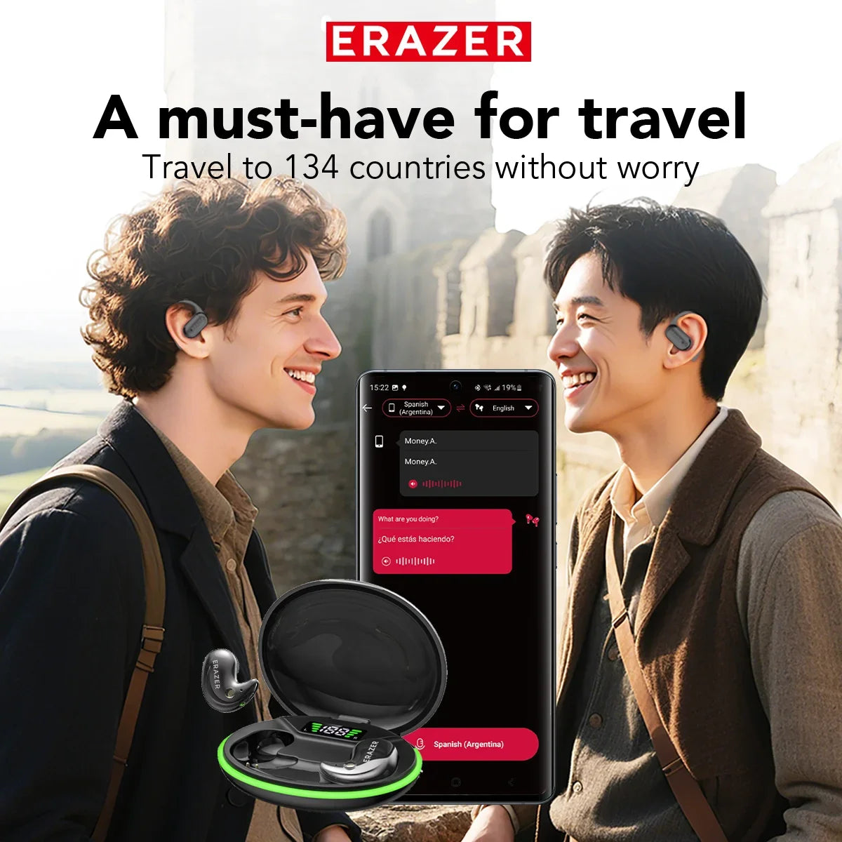 EARZER XF58 In-Ear Bluetooth Headphones With Microphone Translator Earphones TWS Sport Wireless Earbuds Comfort Ultra-thin MP3
